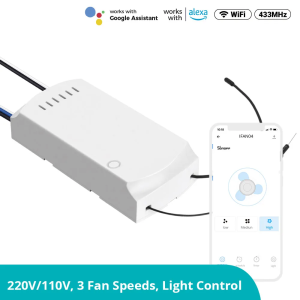 Best and good הדרך הפשוטה לקנות  אביזרי מיתוג ובקרה SONOFF iFan04: Wi-Fi Ceiling Fan And Light Controller