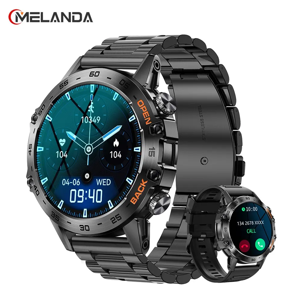 Best and good הדרך הפשוטה לקנות  שעוני גברים MELANDA Steel 1.39" Bluetooth Call Smart Watch Men Sports Fitness Tracker Watches IP67 Waterproof Smartwatch for Android IOS K52